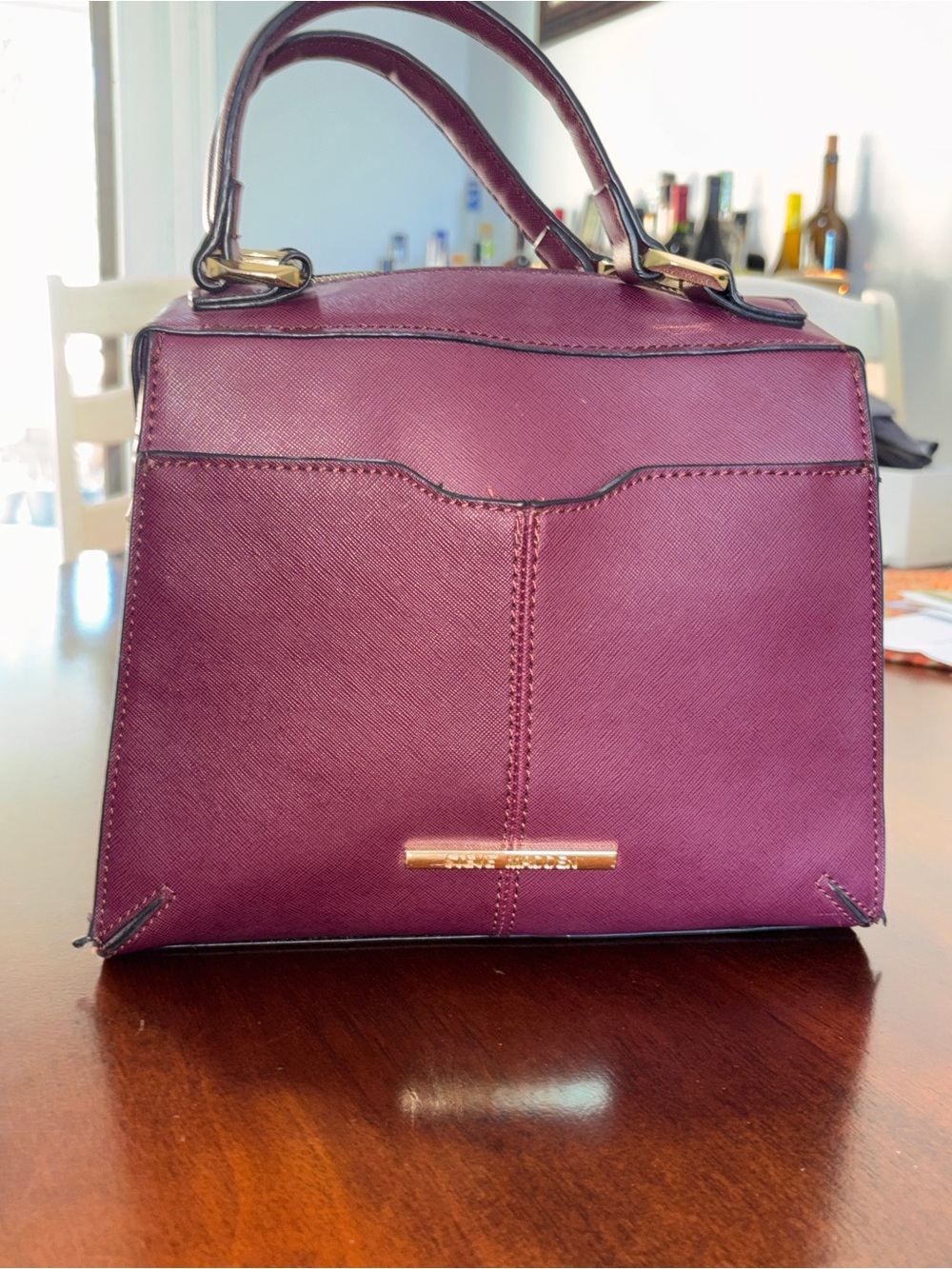 Steve Madden Plum Structured Crossbody Satchel